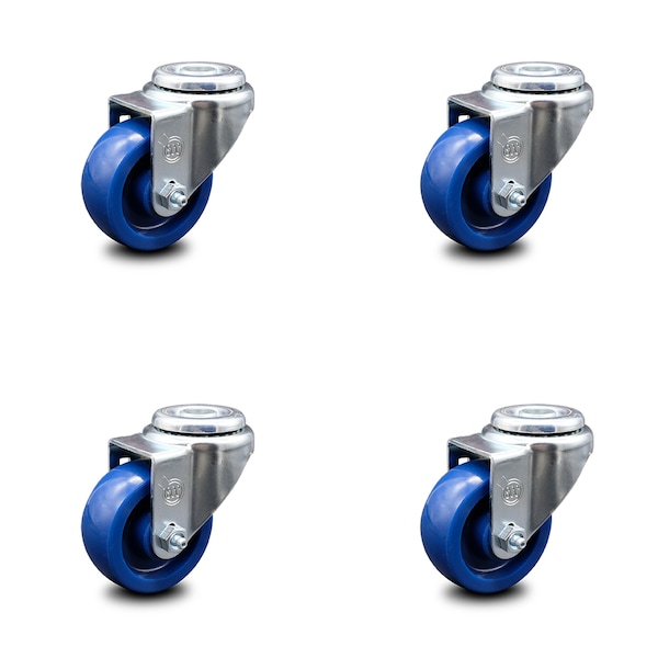 3.5 Inch Solid Polyurethane Wheel Swivel Bolt Hole Caster Set